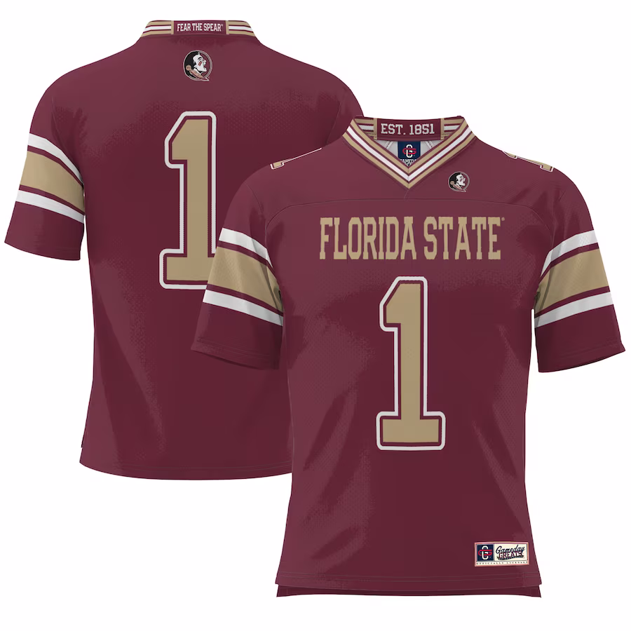 #1 Florida State Seminoles GameDay Greats Youth Endzone Football Jersey - Garnet - ujerseystore