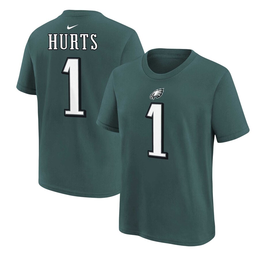 Youth Philadelphia Eagles Jalen Hurts Midnight Green Nike Player Name & Number T-Shirt - ujerseystore