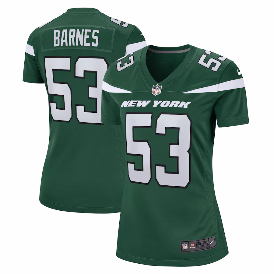 Women's New York Jets Zaire Barnes Nike Gotham Green  Game Jersey - ujerseystore