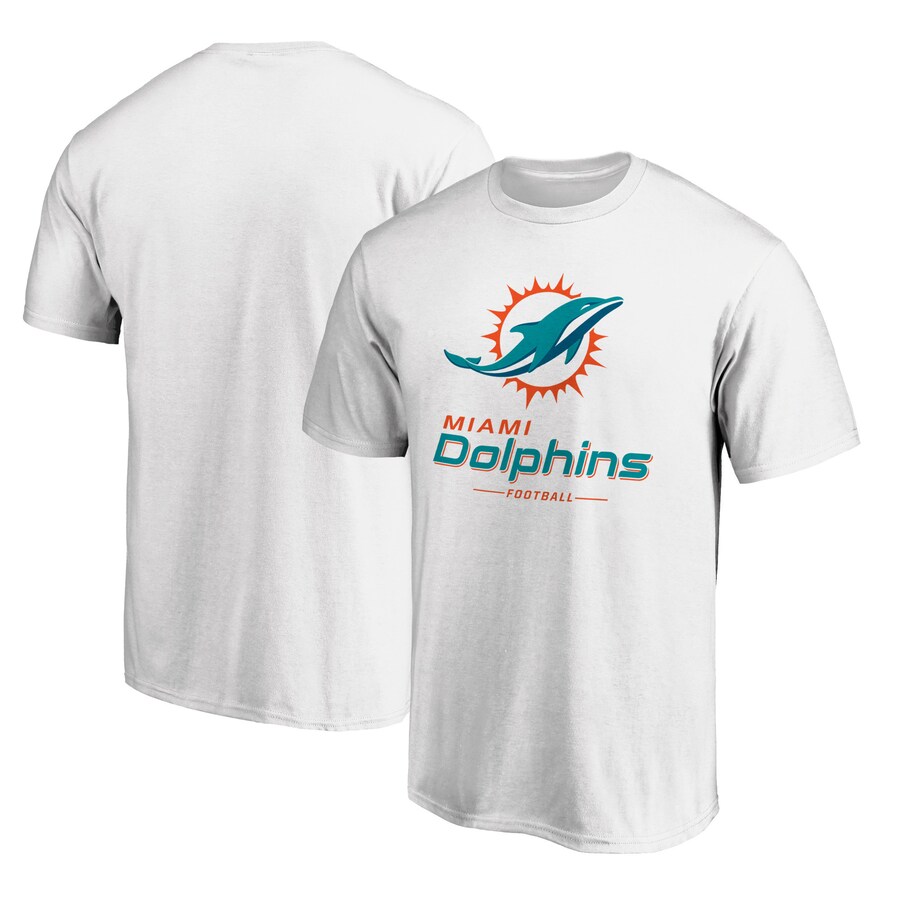 Men's Miami Dolphins  White Team Lockup T-Shirt - ujerseystore