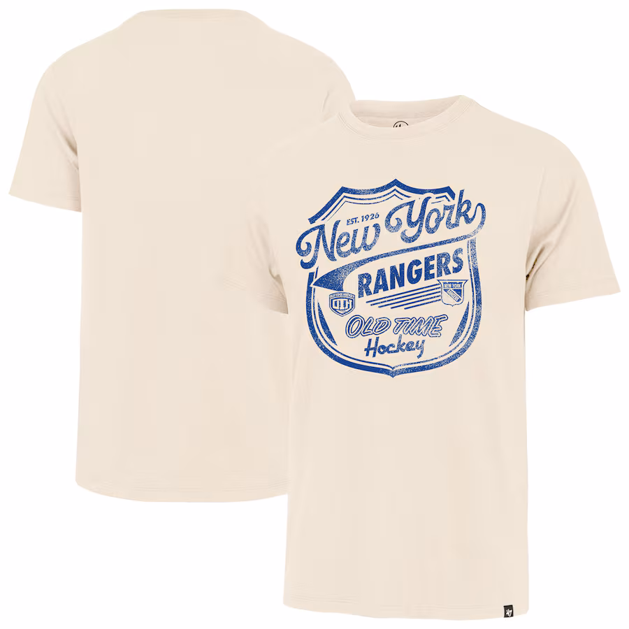 Men's New York Rangers '47 Cream Poke Check Franklin T-Shirt - ujerseystore