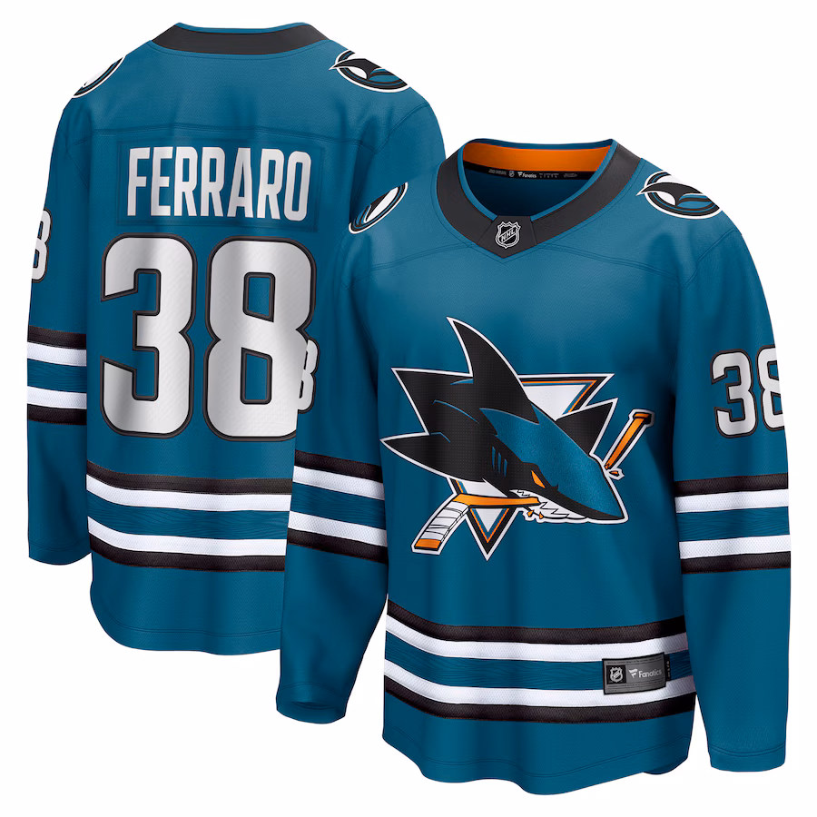Men's San Jose Sharks Mario Ferraro Fanatics Teal Home Breakaway Player Jersey - ujerseystore