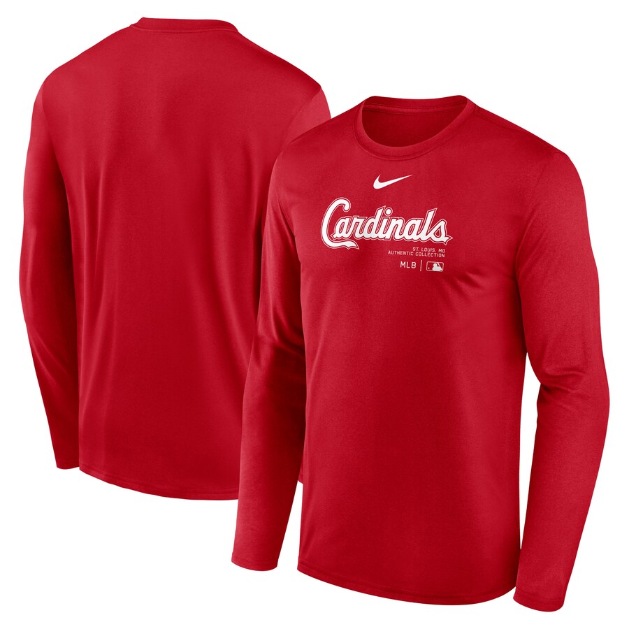 Men's St. Louis Cardinals Nike Red Authentic Collection Practice Performance Long Sleeve T-Shirt - ujerseystore