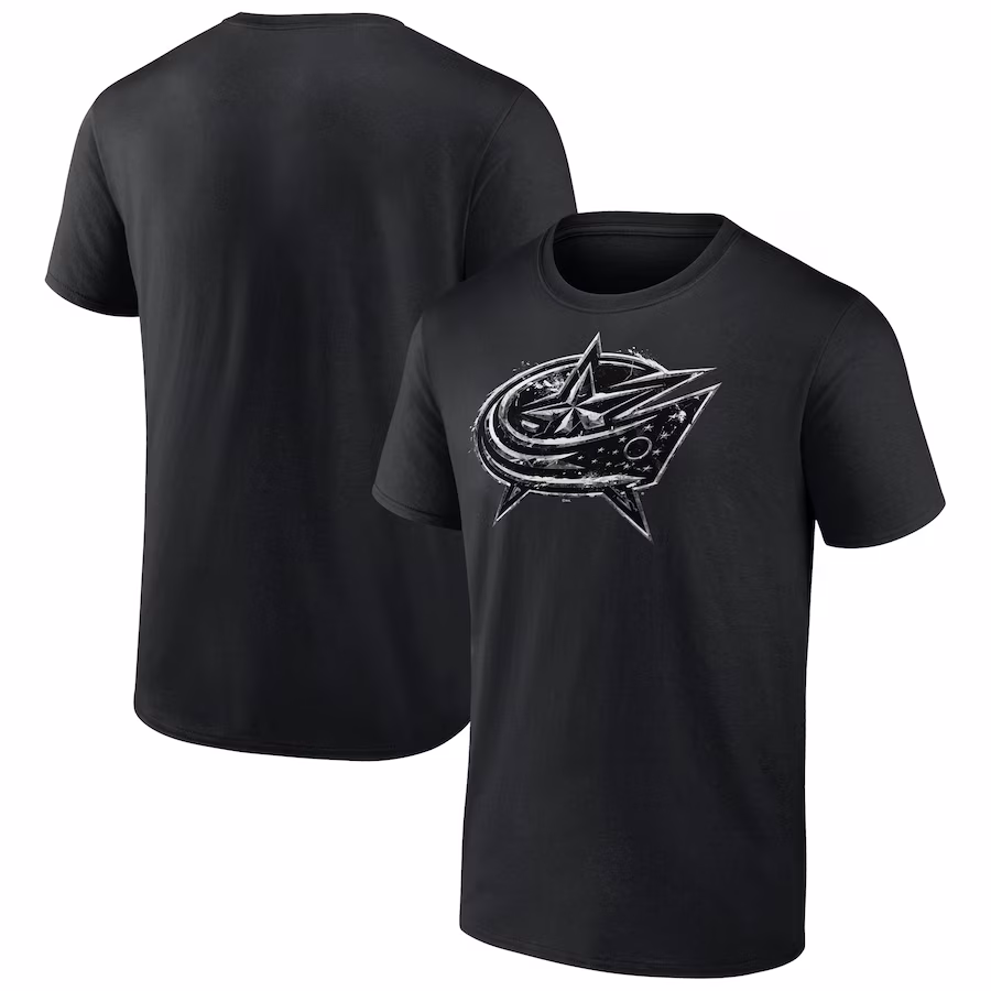 Men's Columbus Blue Jackets Black Iced Out T-Shirt - ujerseystore