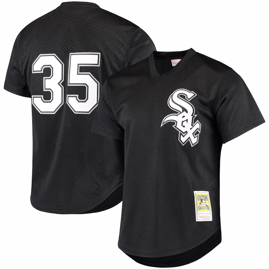Men's Chicago White Sox Frank Thomas Mitchell & Ness Black Cooperstown Mesh Batting Practice Jersey - ujerseystore