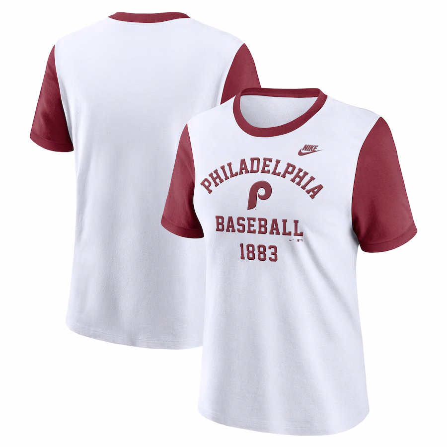 Women's Philadelphia Phillies Nike White Tri-Blend Cooperstown Logo T-Shirt - ujerseystore