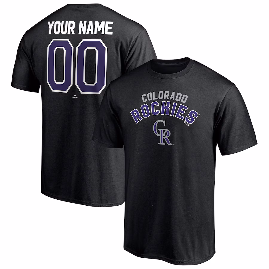 Men's Colorado Rockies Black Personalized Team Winning Streak Name & Number T-Shirt - ujerseystore