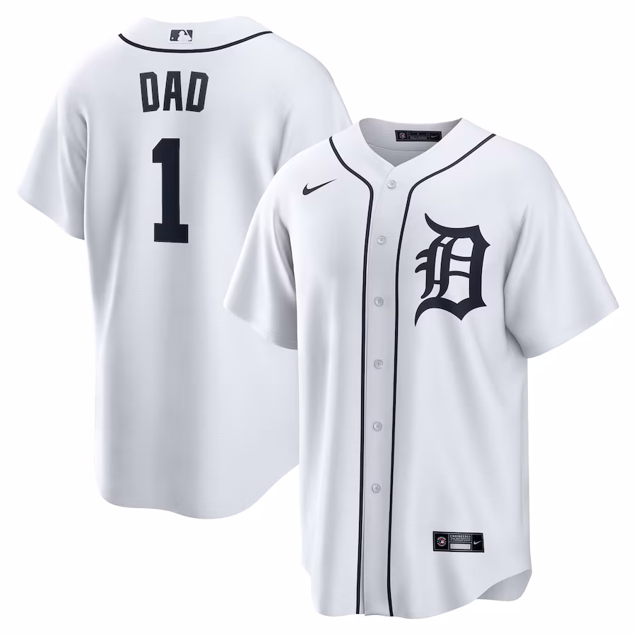 Men's Detroit Tigers Nike White #1 Dad Home Replica Jersey - ujerseystore