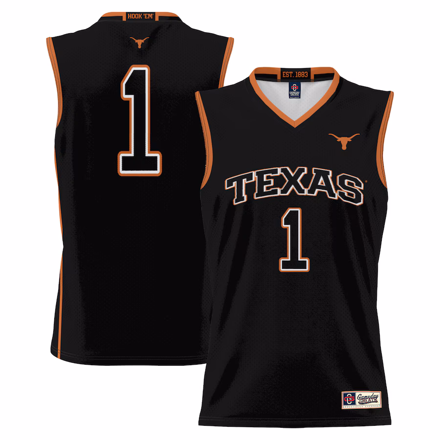 Youth GameDay Greats  Black #1 Texas Longhorns Lightweight Replica Basketball Jersey - ujerseystore