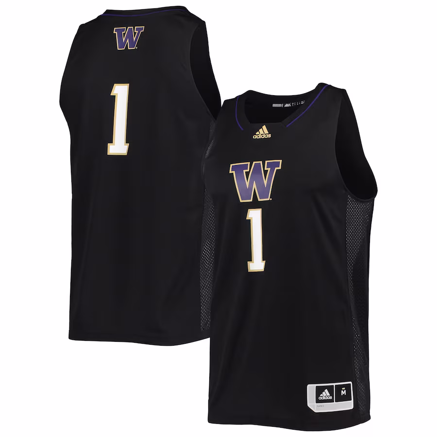 #1 Washington Huskies adidas Swingman Basketball Jersey - Black - ujerseystore