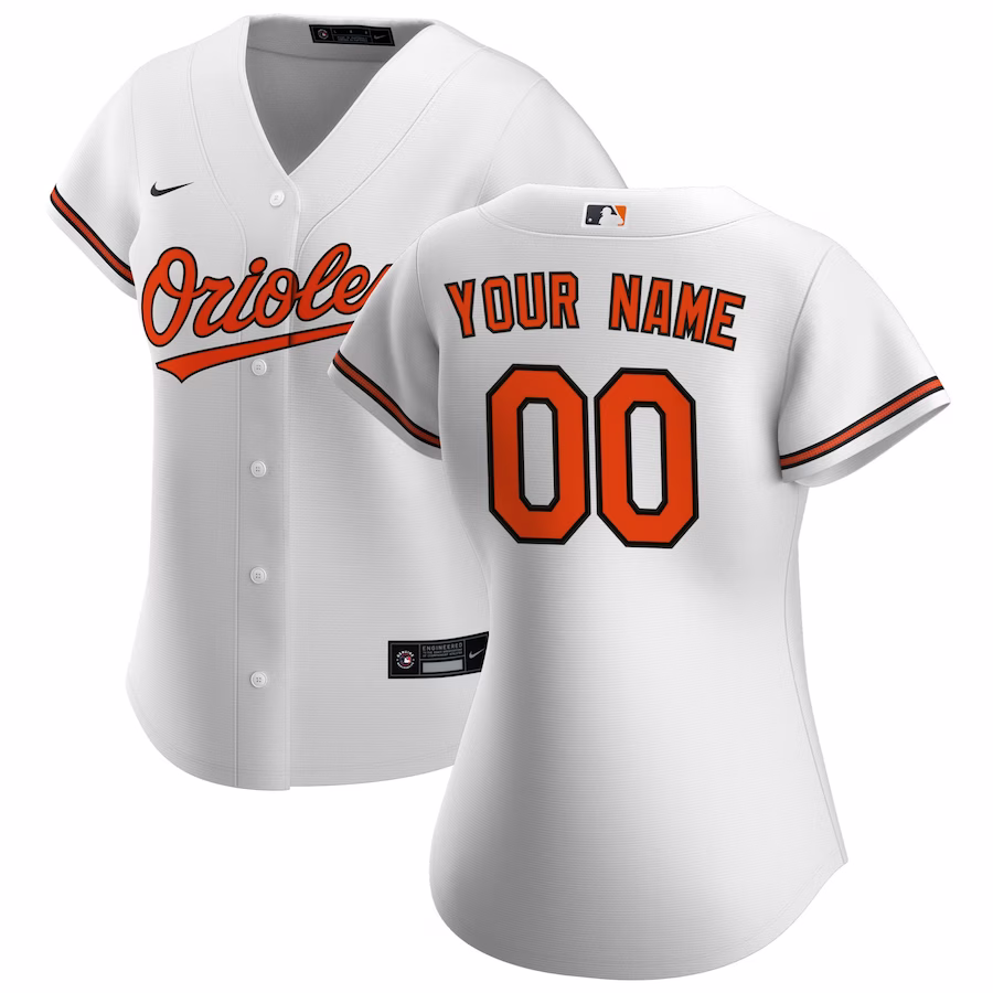 Women's Baltimore Orioles Nike White Home Replica Custom Jersey - ujerseystore