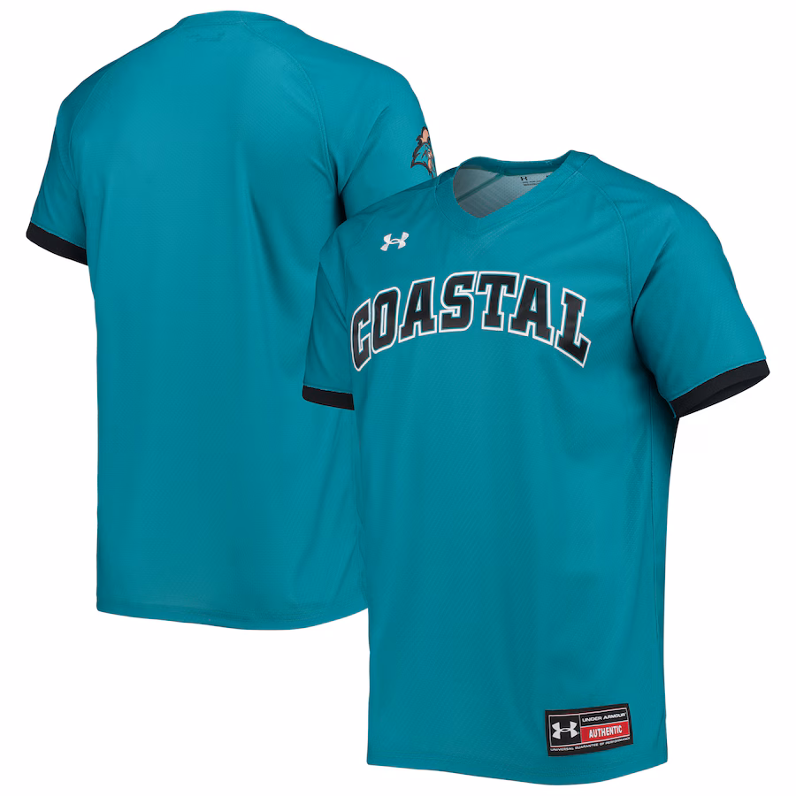 Men's Under Armour Teal Coastal Carolina Chanticleers Replica Baseball Jersey - ujerseystore