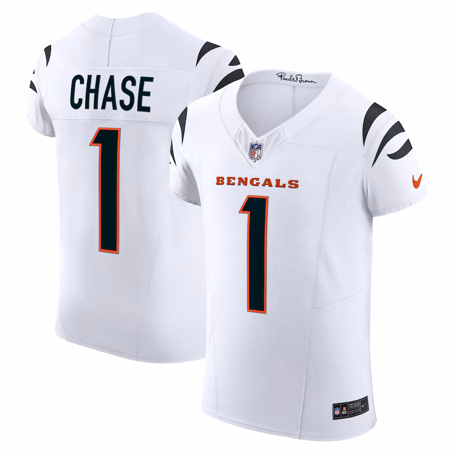 Men's Cincinnati Bengals Ja'Marr Chase Nike White  Vapor F.U.S.E. Elite Jersey - ujerseystore