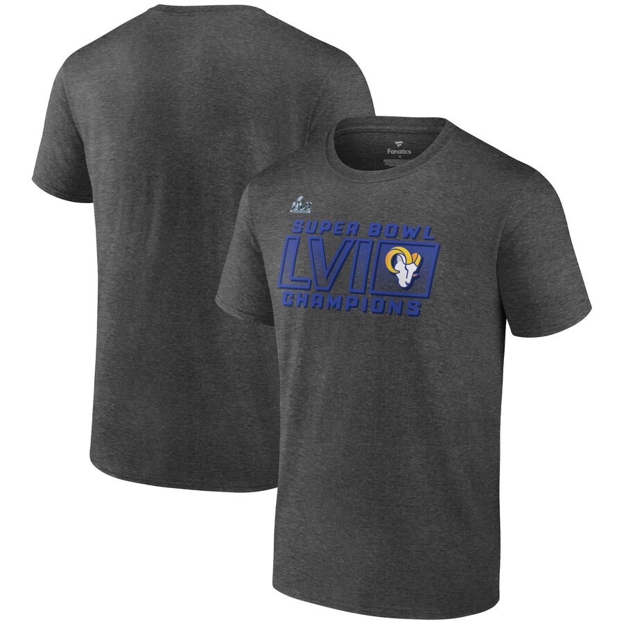 Men's Los Angeles Rams Fanatics Heathered Charcoal Super Bowl LVI Champions Fumble T-Shirt - ujerseystore