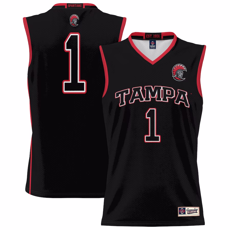 #1 Tampa Spartans GameDay Greats Youth Lightweight Basketball Jersey - Black - ujerseystore