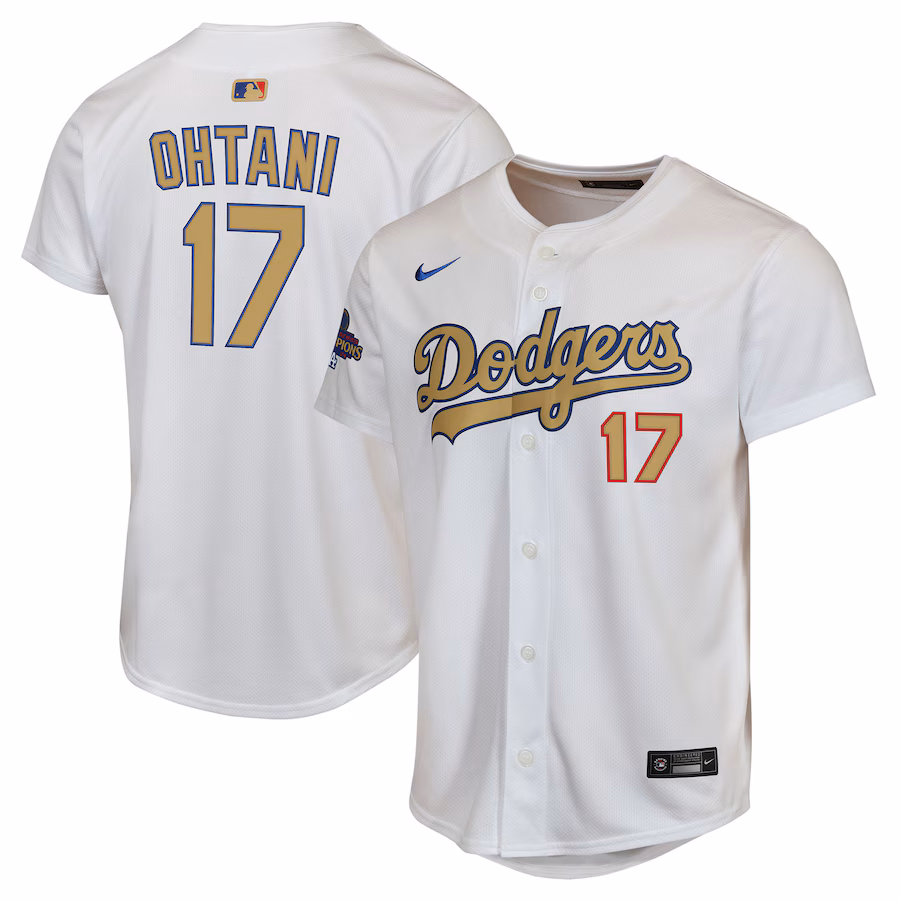 Youth Los Angeles Dodgers Shohei Ohtani Nike White 2025 Gold Collection Limited Jersey - ujerseystore