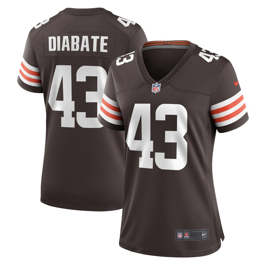 Women's Cleveland Browns Mohamoud Diabate Nike  Brown Team Game Jersey - ujerseystore