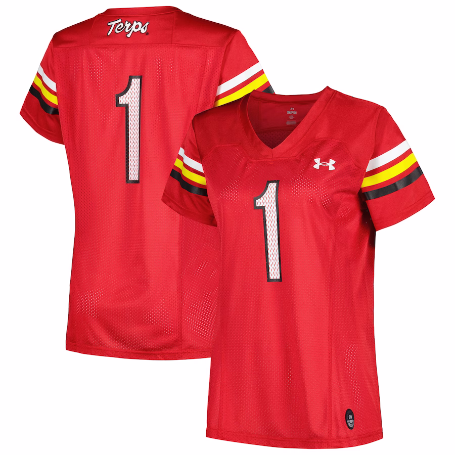 #1 Maryland Terrapins Under Armour Women's Replica Football Jersey - Red - ujerseystore