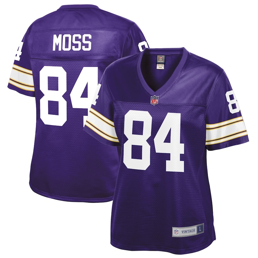 Women's Minnesota Vikings Randy Moss NFL Pro Line Purple Retired Player Replica Jersey - ujerseystore