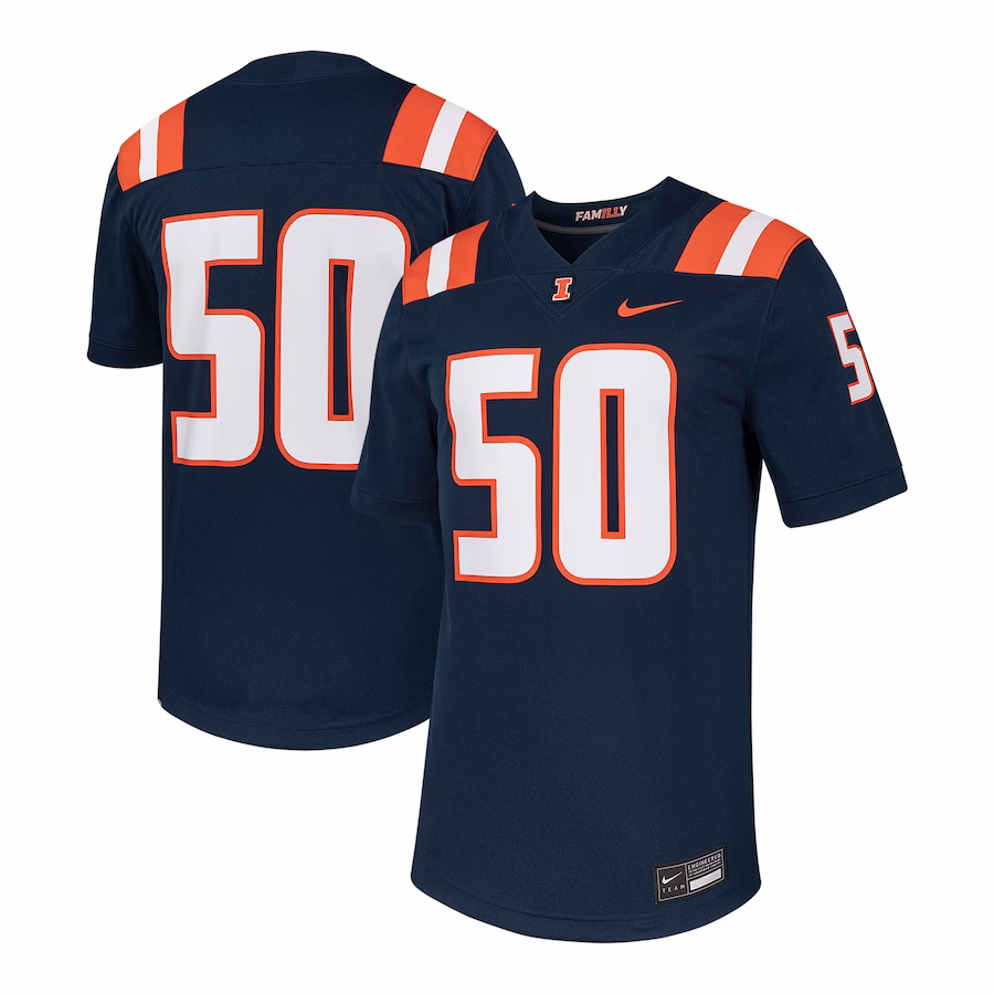 #50 Illinois Fighting Illini Nike Untouchable Football Replica Jersey - Navy - ujerseystore