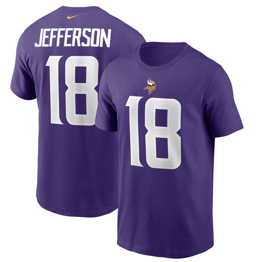 Men's Minnesota Vikings Justin Jefferson Nike Purple Player Name & Number T-Shirt - ujerseystore