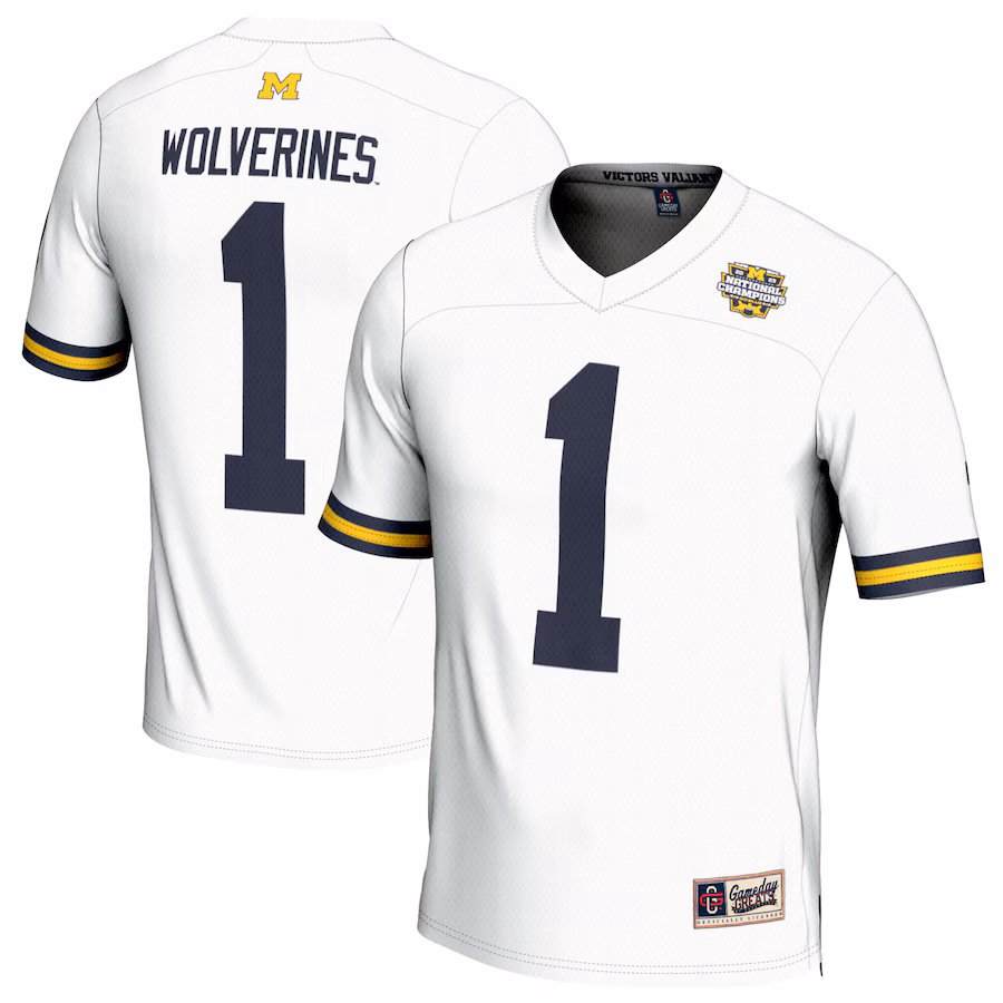 Youth GameDay Greats #1 White Michigan Wolverines College Football Playoff 2023 National Champions Lightweight Fashion Jersey - ujerseystore
