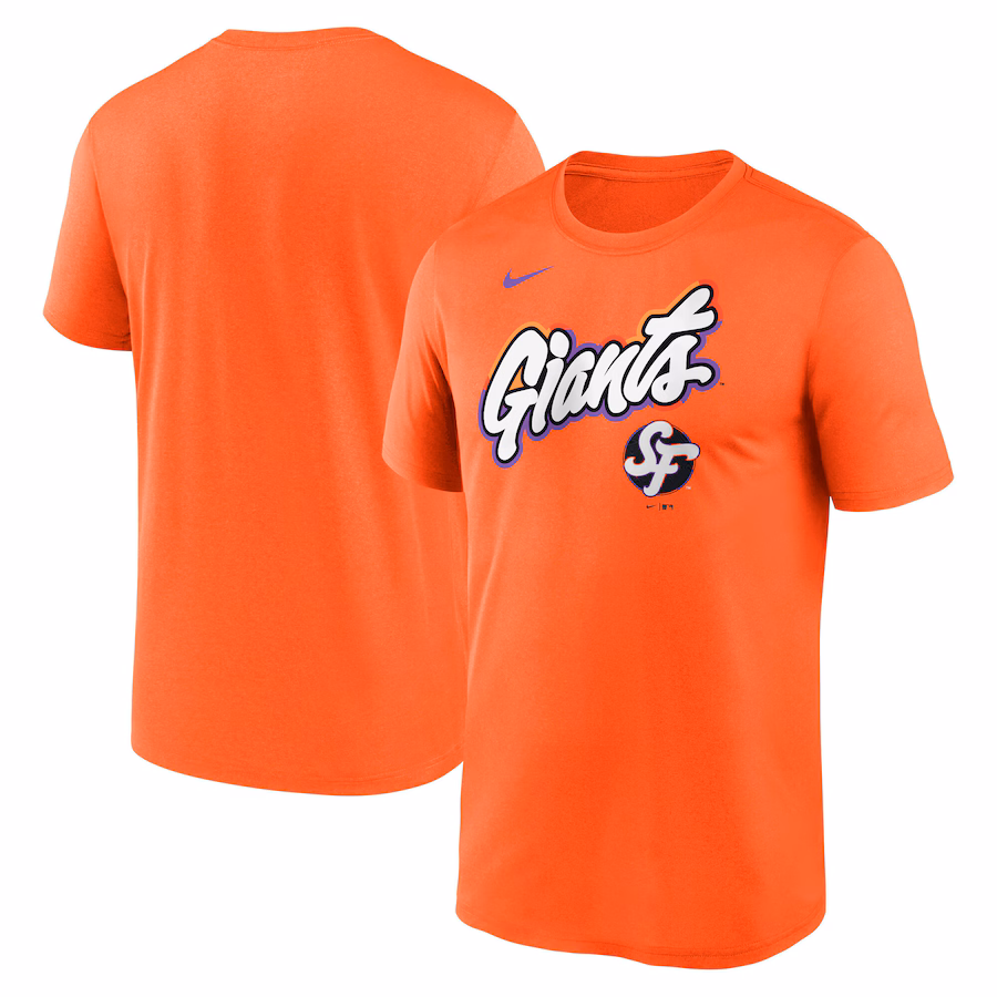 Men's San Francisco Giants Nike Orange 2025 City Connect Team Phrase Legend Performance T-Shirt - ujerseystore
