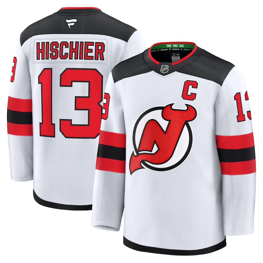 Men's New Jersey Devils Nico Hischier Fanatics White Away Premium Jersey - ujerseystore