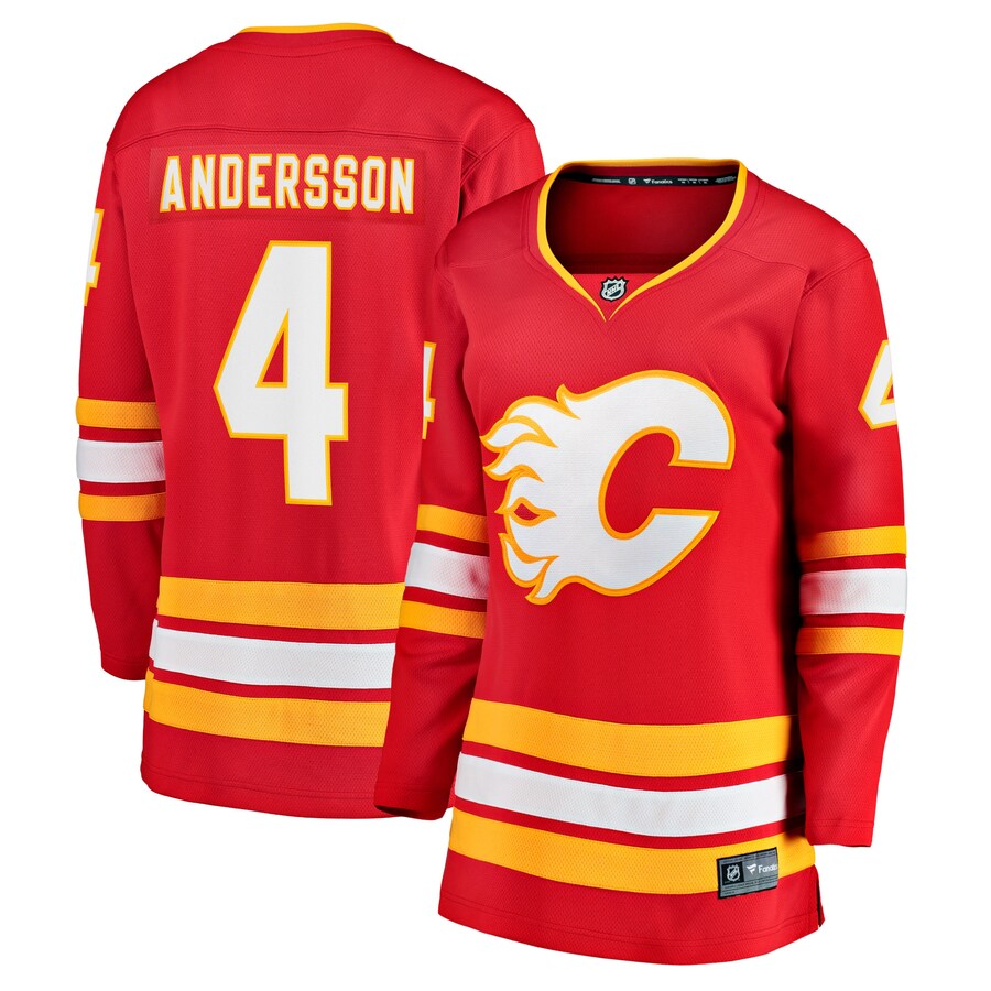 Women's Calgary Flames Rasmus Andersson Fanatics Branded Red Home Team Breakaway Player Jersey - ujerseystore