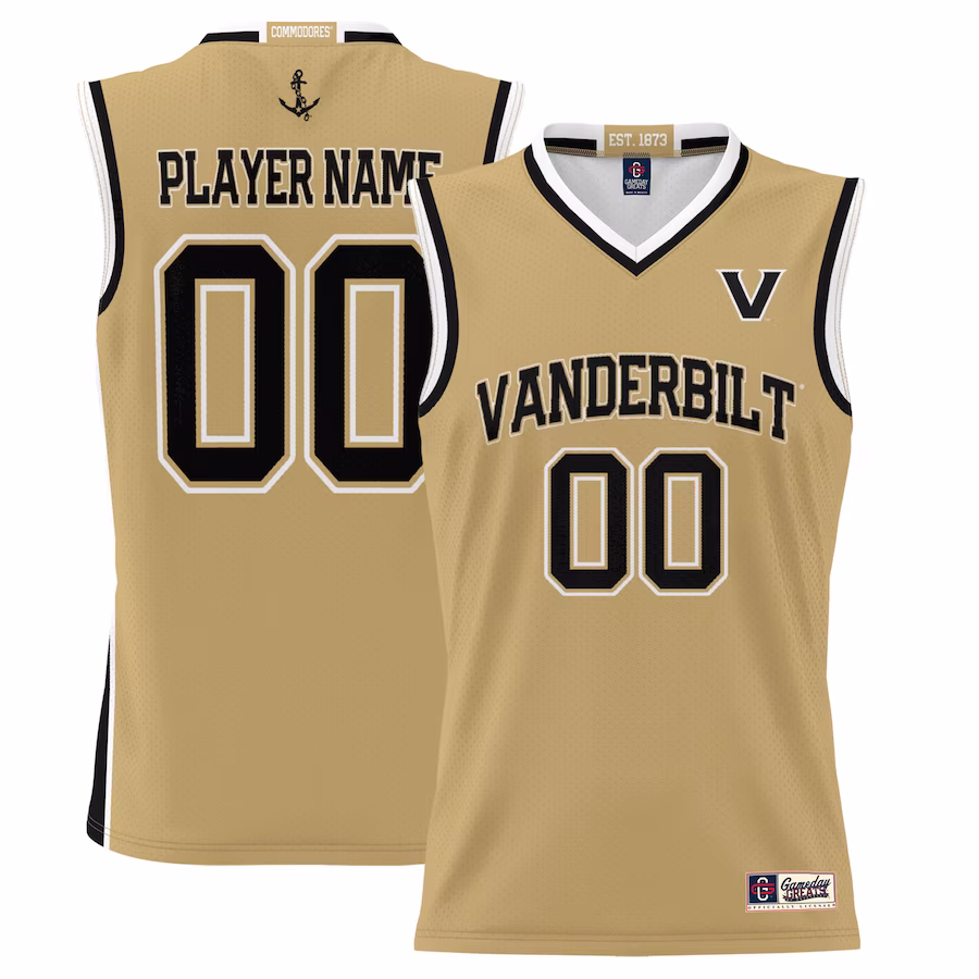 Vanderbilt Commodores GameDay Greats Unisex  Lightweight NIL Pick-A-Player Basketball Jersey - Gold - ujerseystore