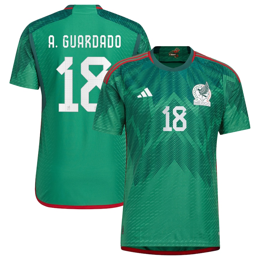 Men's Mexico National Team Andres Guardado adidas Green 2022/23 Home Authentic Player Jersey - ujerseystore