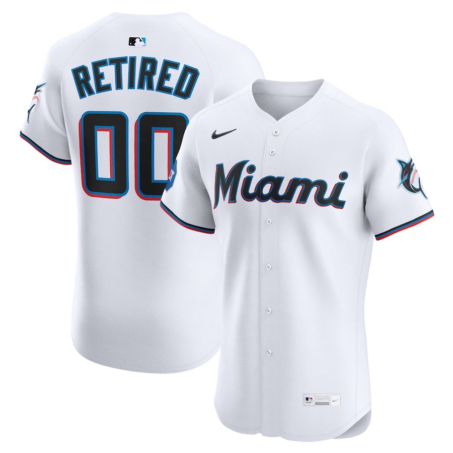 Men's Miami Marlins Nike White Home Elite Sponsor Patch Pick-A-Player Retired Roster Jersey - ujerseystore