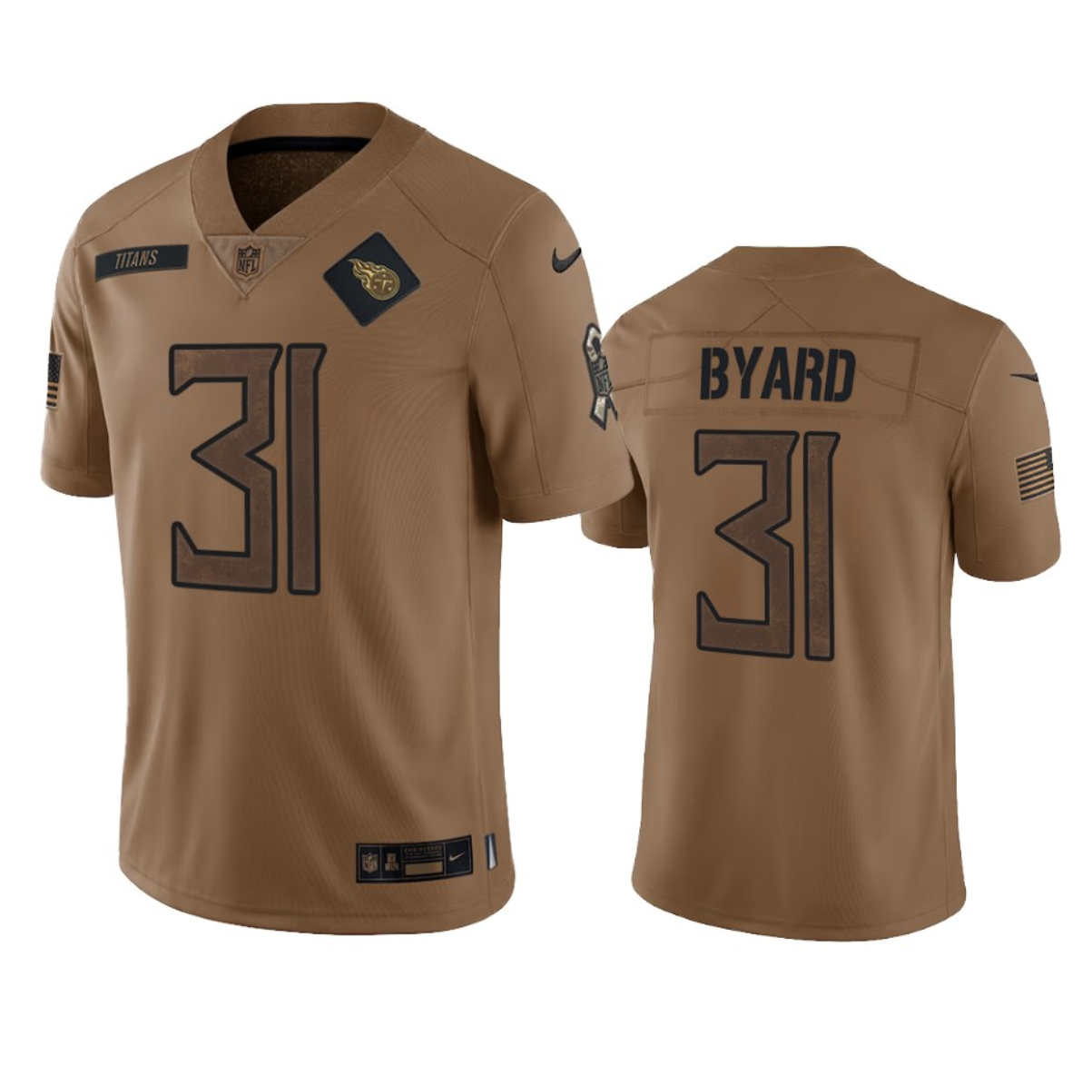 Men's Tennessee Titans #31 Kevin Byard 2023 Brown Salute To Service Football Stitched Jersey - ujerseystore