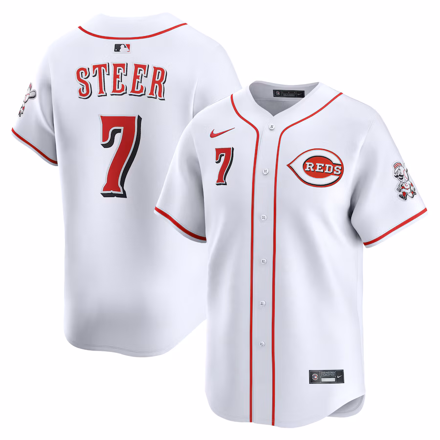Men's Cincinnati Reds Spencer Steer Nike White Alternate Limited Player Jersey - ujerseystore