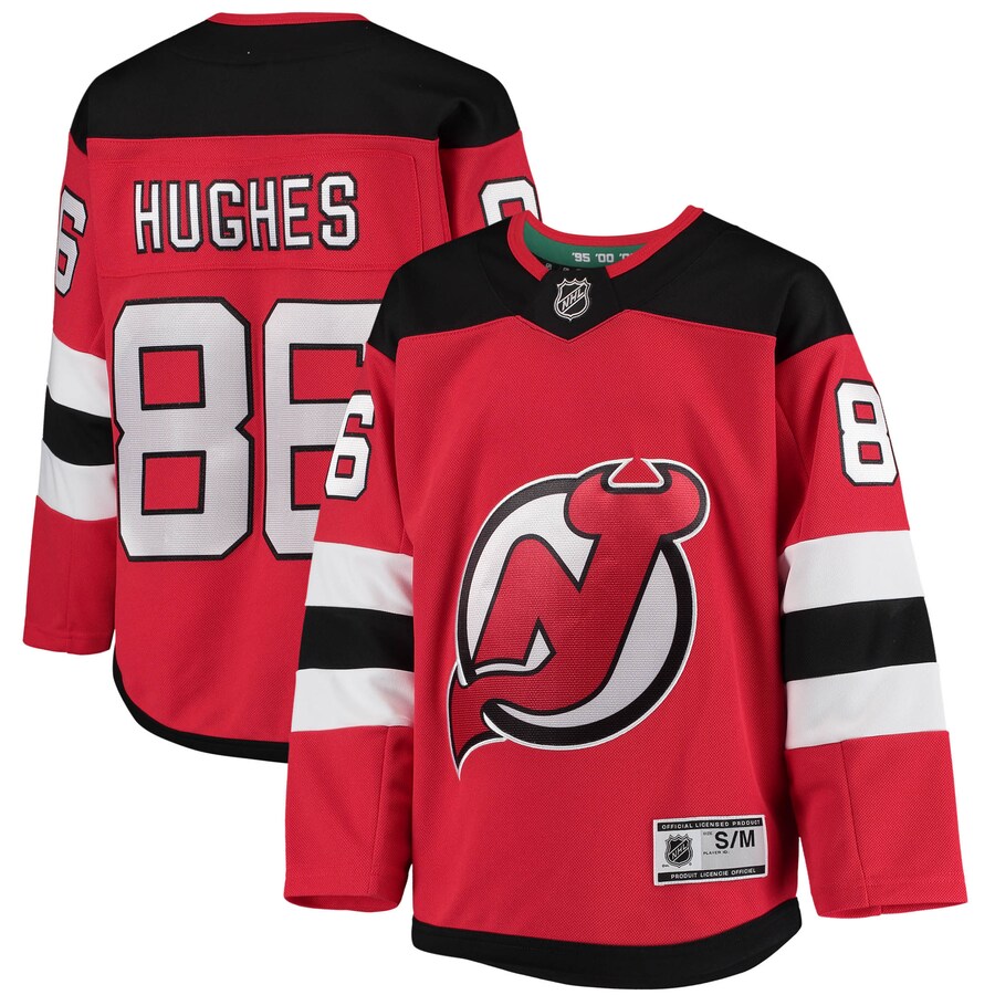 Youth New Jersey Devils Jack Hughes Red Home Premier Player Jersey - ujerseystore