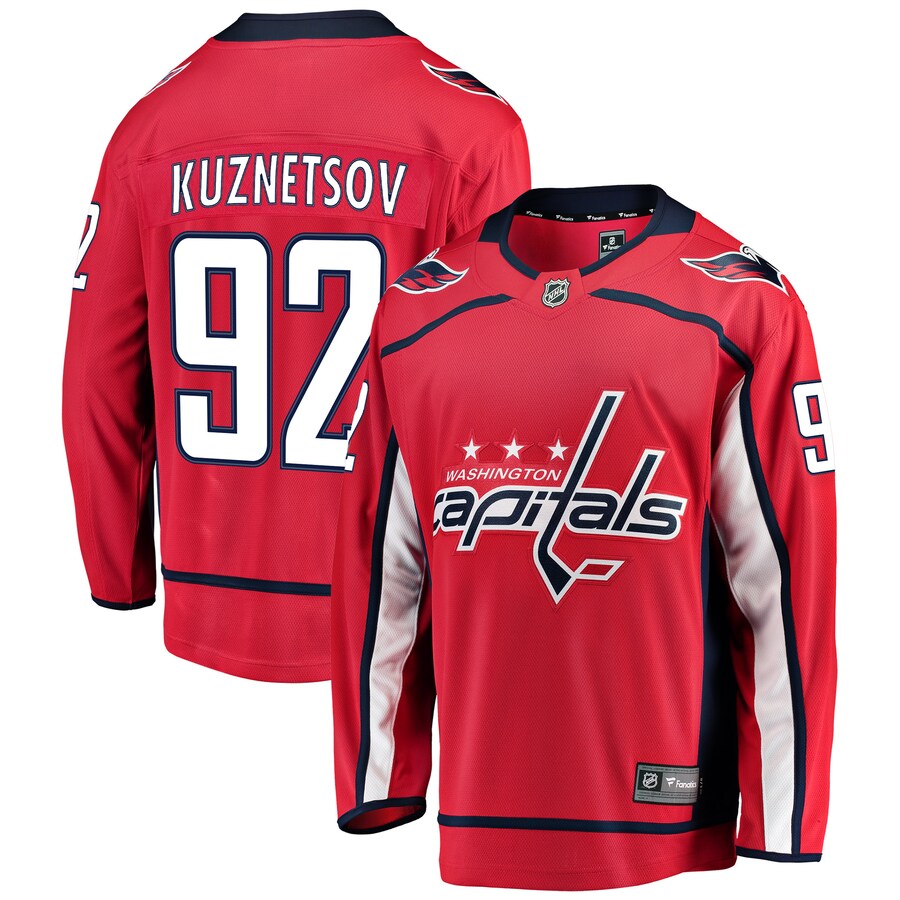 Men's Washington Capitals Evgeny Kuznetsov Fanatics Branded Red Home Breakaway Player Jersey - ujerseystore