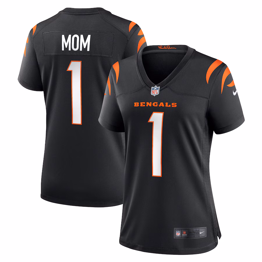 Women's Cincinnati Bengals Number 1 Mom Nike Black Game Jersey - ujerseystore