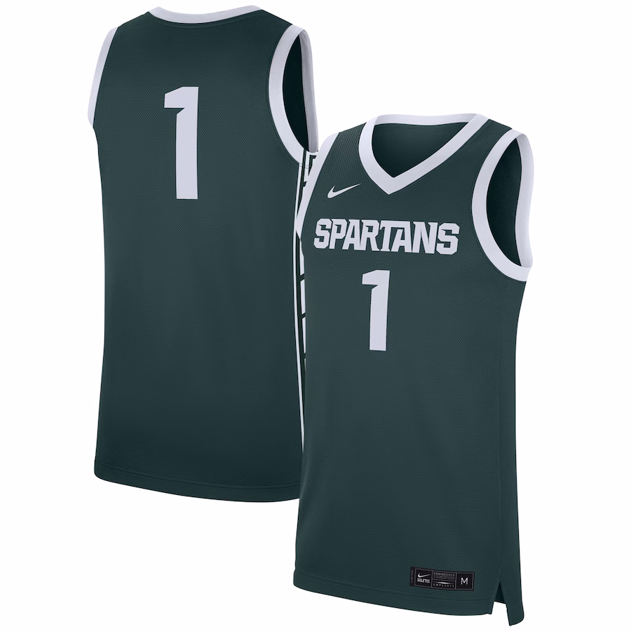 #1 Michigan State Spartans Nike Replica Jersey - Green - ujerseystore