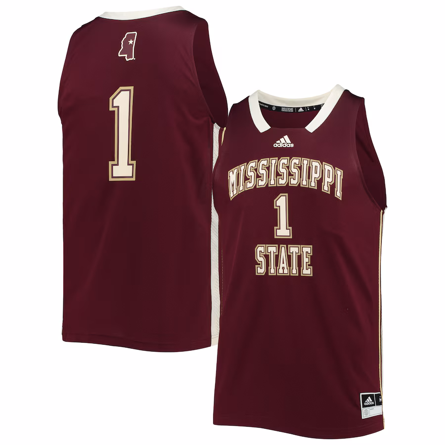 Men's adidas #1 Maroon Mississippi State Bulldogs Reverse Retro Jersey - ujerseystore