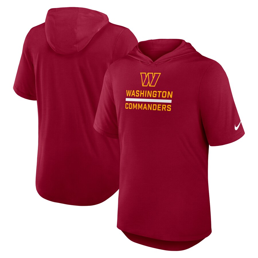 Men's Washington Commanders Nike Burgundy Lockup Tri-Blend Hoodie T-Shirt - ujerseystore