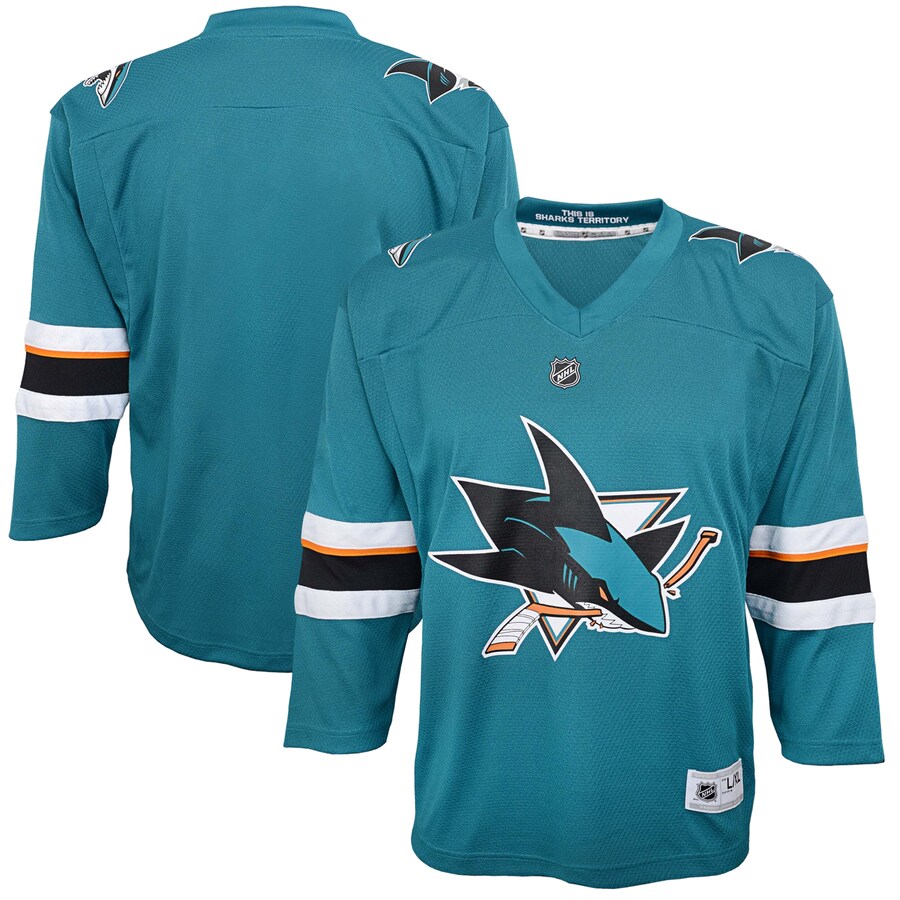 Youth San Jose Sharks Teal Home Replica Blank Jersey - ujerseystore