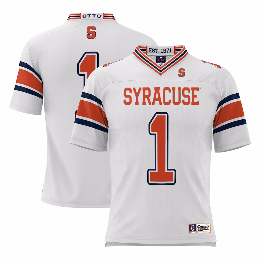 #1 Syracuse Orange GameDay Greats Youth Football Jersey - White - ujerseystore