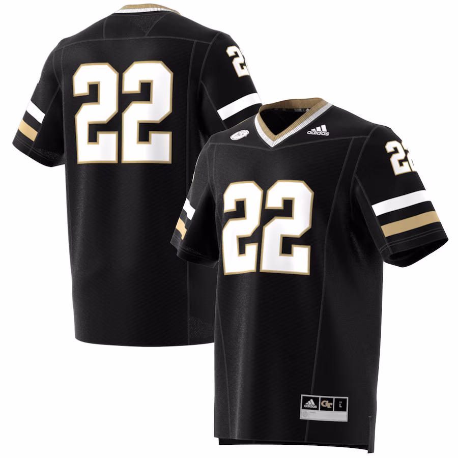 Men's adidas #22 Black Georgia Tech Yellow Jackets Premier Strategy Jersey - ujerseystore