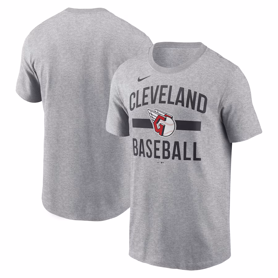 Men's Cleveland Guardians Nike Heather Gray Arched T-Shirt - ujerseystore