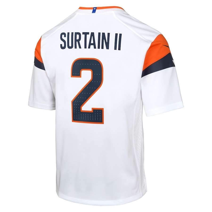 Youth Denver Broncos Patrick Surtain II Nike White Game Jersey - ujerseystore