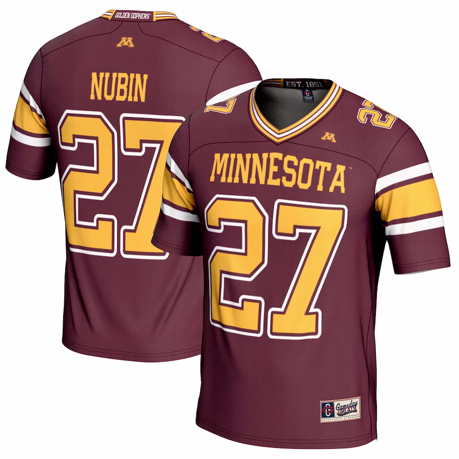 Tyler Nubin Minnesota Golden Gophers GameDay Greats Youth NIL Player Football Jersey - Maroon - ujerseystore