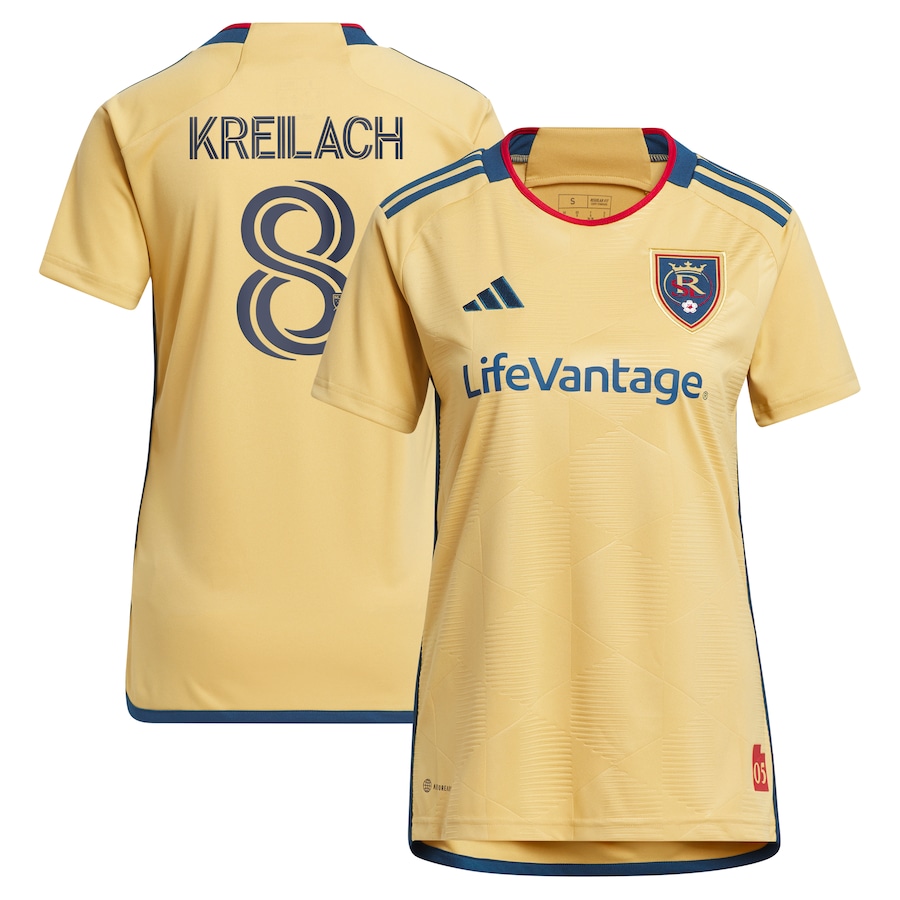 Women's Real Salt Lake Damir Kreilach adidas Gold 2023 The Beehive State Kit Replica Player Jersey - ujerseystore