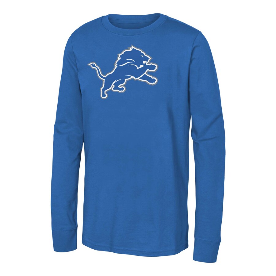 Youth Detroit Lions Blue Primary Logo Long Sleeve T-Shirt - ujerseystore