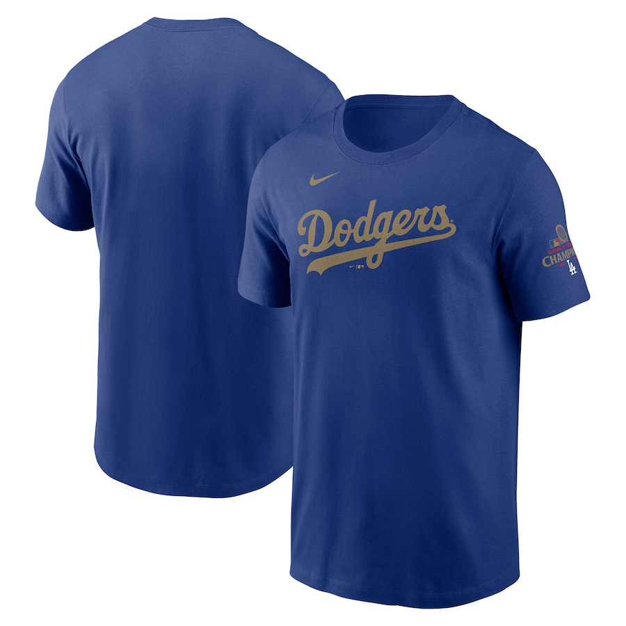 Men's Los Angeles Dodgers Nike Royal 2025 Gold Collection Wordmark T-Shirt - ujerseystore