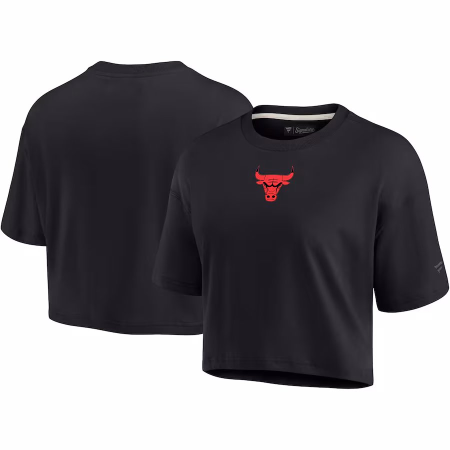 Women's Chicago Bulls Fanatics Black Elements Super Soft Boxy Cropped T-Shirt - ujerseystore
